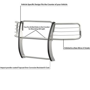 Black Horse Off Road Grille Guard, Polished, Stainless Steel, Modular, 1-1/2 Inch Diameter, With Brush Guard, Without Skid Plate – 17GT27MSS