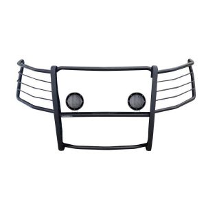 Black Horse Off Road Grille Guard, 3-Piece Modular, Powder Coated, Steel, 1-1/2 Inch Diameter, With Brush Guard, Without Skid Plate – 17GT29MA-PLFB
