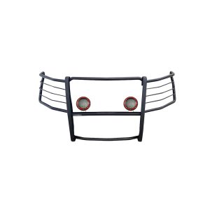 Black Horse Off Road Grille Guard, 3-Piece Modular, Powder Coated, Steel, 1-1/2 Inch Diameter, With Brush Guard, Without Skid Plate – 17GT29MA-PLFR
