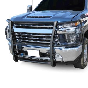 Black Horse Off Road Grille Guard, 3-Piece Modular, Semi-Gloss Powder Coat, Steel, 1.5 Inch Bar Diameter, With Brush Guard – 17GT30MA