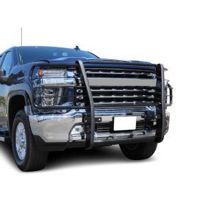 Black Horse Off Road Grille Guard, 3-Piece Modular, Semi-Gloss Powder Coat, Steel, 1.5 Inch Bar Diameter, With Brush Guard – 17GT30MA