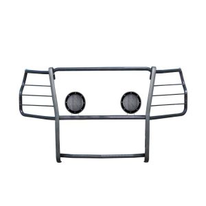 Black Horse Off Road Grille Guard, 3-Piece Modular, Powder Coated, Cold Rolled Steel, 1-1/2 Inch Diameter, With Brush Guard – 17GT30MA-PLFB