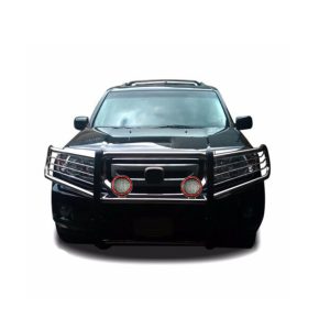 Black Horse Off Road Grille Guard, 3-Piece Modular, Polished, Stainless Steel, 1-1/2 Inch Diameter, With Brush Guard – 17H151402MSS-PLFR