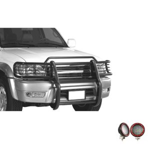 Black Horse Off Road Grille Guard, 3-Piece Modular, Powder Coated, Steel, 1-1/2 Inch Diameter, With Brush Guard, Without Skid Plate – 17TN23MA-PLFR