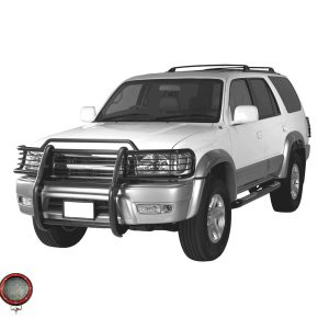 Black Horse Off Road Grille Guard, 3-Piece Modular, Powder Coated, Steel, 1-1/2 Inch Diameter, With Brush Guard, Without Skid Plate – 17TN23MA-PLFR