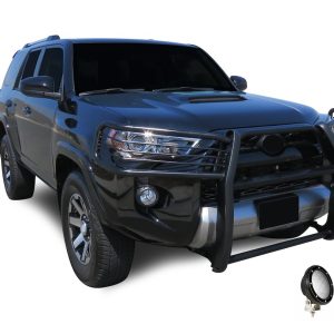 Black Horse Off Road Grille Guard, 3-Piece Modular, Powder Coated, Steel, 1-1/2 Inch Diameter, With Brush Guard, Without Skid Plate – 17TU31MA-PLFB