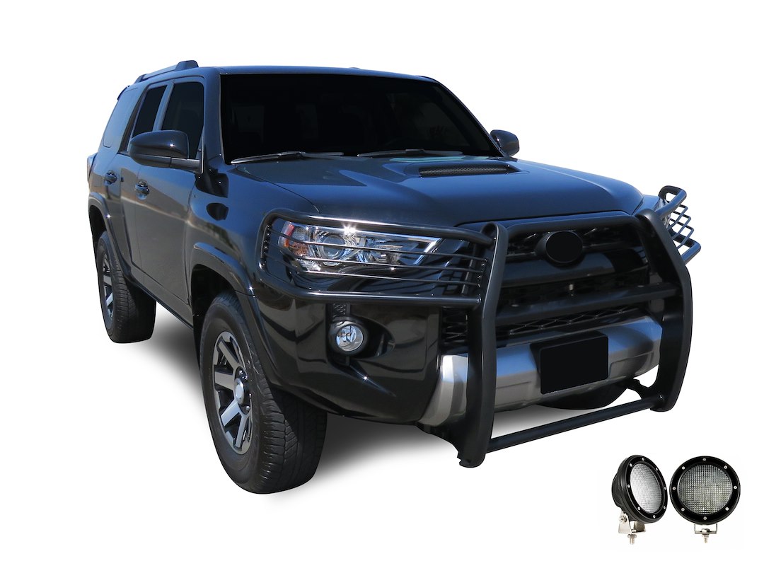 Black Horse Off Road Grille Guard, 3-Piece Modular, Powder Coated, Steel, 1-1/2 Inch Diameter, With Brush Guard, Without Skid Plate – 17TU31MA-PLFB