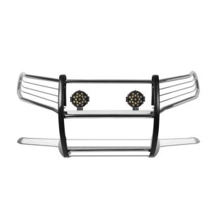 Black Horse Off Road Grille Guard, 3-Piece Modular, Polished, Stainless Steel, 1-1/2 Inch Diameter, With Brush Guard – 17A096402MSS-PLB
