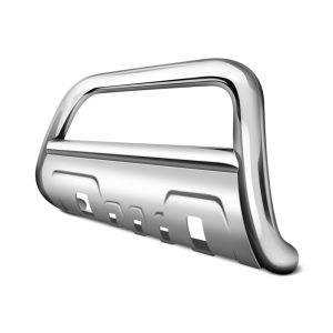 Black Horse Off Road Bull Bar, Savannah, 3-1/2 Inch Diameter Tube, Polished, Stainless Steel, With Skid Plate, With Light Mounts – BB096410-SP-35OV