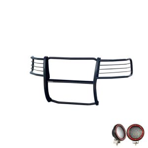 Black Horse Off Road Grille Guard, 3-Piece Modular, Powder Coated, Steel, 1-1/2 Inch Diameter, With Brush Guard, Without Skid Plate – 17A037400MA-PLFR