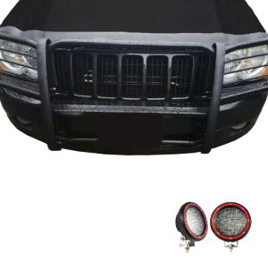 Black Horse Off Road Grille Guard, 3-Piece Modular, Powder Coated, Steel, 1-1/2 Inch Diameter, With Brush Guard, Without Skid Plate – 17A080200MA-PLFR
