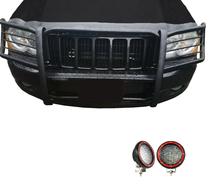 Black Horse Off Road Grille Guard, 3-Piece Modular, Powder Coated, Steel, 1-1/2 Inch Diameter, With Brush Guard, Without Skid Plate – 17A080200MA-PLFR