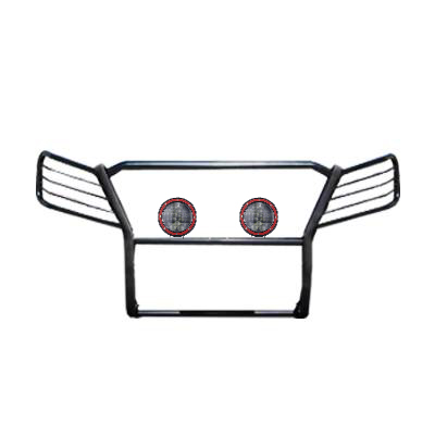 Black Horse Off Road Grille Guard, 3-Piece Modular, Powder Coated, Steel, 1-1/2 Inch Diameter, With Brush Guard, Without Skid Plate – 17A080200MA-PLFR