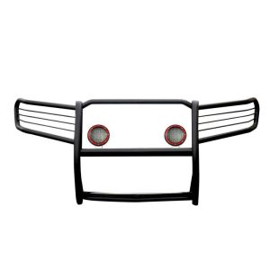 Black Horse Off Road Grille Guard, 3-Piece Modular, Powder Coated, Steel, 1-1/2 Inch Diameter, With Brush Guard, Without Skid Plate – 17A080202MA-PLFR