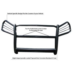 Black Horse Off Road Grille Guard, Powder Coated, Cold Rolled Steel, 1-1/2 Inch Diameter, Without Brush Guard, Without Skid Plate – 17A093902MA