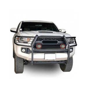 Black Horse Off Road Grille Guard, 3-Piece Modular, Powder Coated, Steel, 1-1/2 Inch Diameter, With Brush Guard, Without Skid Plate – 17A096402MA-PLFR