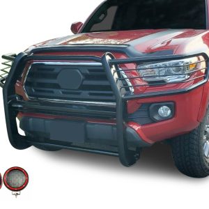 Black Horse Off Road Grille Guard, 3-Piece Modular, Powder Coated, Steel, 1-1/2 Inch Diameter, With Brush Guard, Without Skid Plate – 17A096402MA-PLFR