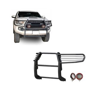 Black Horse Off Road Grille Guard, 3-Piece Modular, Powder Coated, Steel, 1-1/2 Inch Diameter, With Brush Guard, Without Skid Plate – 17A096402MA-PLFR