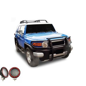 Black Horse Off Road Grille Guard, 3-Piece Modular, Powder Coated, Steel, 1-1/2 Inch Diameter, With Brush Guard, Without Skid Plate – 17A098600MA-PLFR