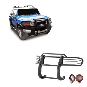 Black Horse Off Road Grille Guard, 3-Piece Modular, Powder Coated, Steel, 1-1/2 Inch Diameter, With Brush Guard, Without Skid Plate – 17A098600MA-PLFR