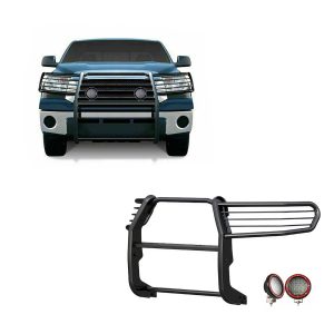 Black Horse Off Road Grille Guard, 3-Piece Modular, Powder Coated, Steel, 1-1/2 Inch Diameter, With Brush Guard, Without Skid Plate – 17A098900MA-PLFR