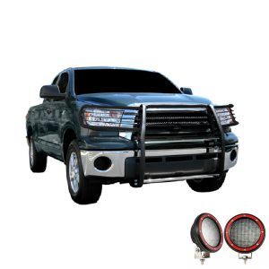 Black Horse Off Road Grille Guard, 3-Piece Modular, Powder Coated, Steel, 1-1/2 Inch Diameter, With Brush Guard, Without Skid Plate – 17A098900MA-PLFR