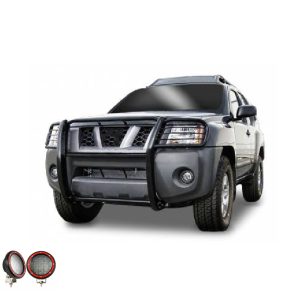 Black Horse Off Road Grille Guard, 3-Piece Modular, Powder Coated, Steel, 1-1/2 Inch Diameter, With Brush Guard, Without Skid Plate – 17A112100MA-PLFR