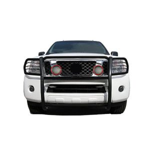 Black Horse Off Road Grille Guard, 3-Piece Modular, Powder Coated, Steel, 1-1/2 Inch Diameter, With Brush Guard, Without Skid Plate – 17A112100MA-PLFR