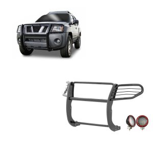 Black Horse Off Road Grille Guard, 3-Piece Modular, Powder Coated, Steel, 1-1/2 Inch Diameter, With Brush Guard, Without Skid Plate – 17A112100MA-PLFR