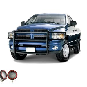 Black Horse Off Road Grille Guard, 3-Piece Modular, Powder Coated, Steel, 1-1/2 Inch Diameter, With Brush Guard, Without Skid Plate – 17DG105MA-PLFR
