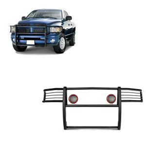 Black Horse Off Road Grille Guard, 3-Piece Modular, Powder Coated, Steel, 1-1/2 Inch Diameter, With Brush Guard, Without Skid Plate – 17DG105MA-PLFR