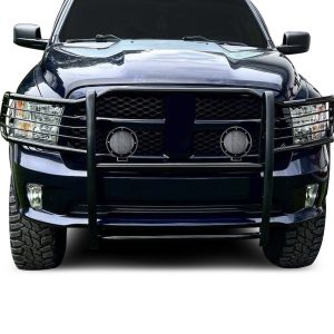 Black Horse Off Road Grille Guard, 3-Piece Modular, Powder Coated, Steel, 1-1/2 Inch Diameter, With Brush Guard, Without Skid Plate – 17DG109MA-PLFB
