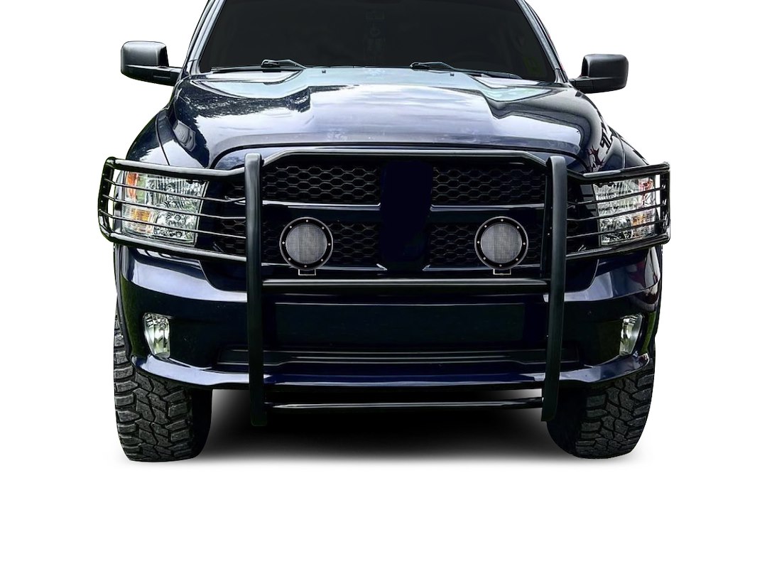 Black Horse Off Road Grille Guard, 3-Piece Modular, Powder Coated, Steel, 1-1/2 Inch Diameter, With Brush Guard, Without Skid Plate – 17DG109MA-PLFB