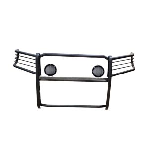 Black Horse Off Road Grille Guard, 3-Piece Modular, Powder Coated, Steel, 1-1/2 Inch Diameter, With Brush Guard, Without Skid Plate – 17DG111MA-PLFB