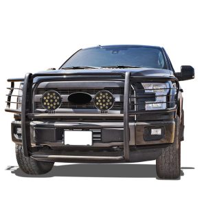 Black Horse Off Road Grille Guard, 3-Piece Modular, Powder Coated, Steel, 1-1/2 Inch Diameter, With Brush Guard, Without Skid Plate – 17FB28MA-PLB