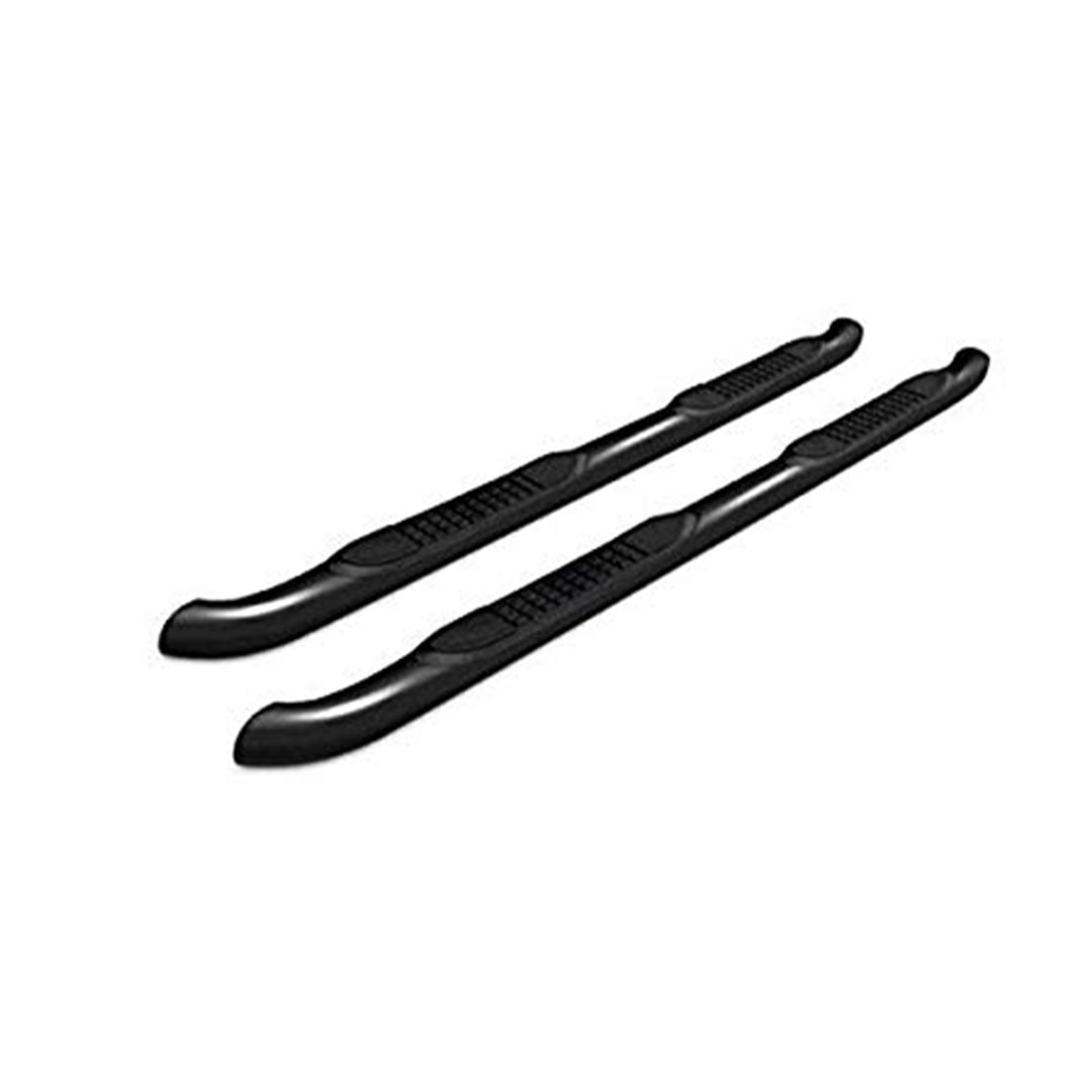 Black Horse Off Road Nerf Bar, With Step Pads, 3 Inch Round Bent, Painted Black, Steel, Rocker Panel Mount – 9B080205A