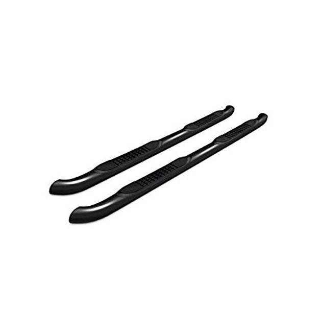 Black Horse Off Road Nerf Bar, With Step Pads, 3 Inch Round Bent, Painted Black, Steel, Rocker Panel Mount – 9B080205A