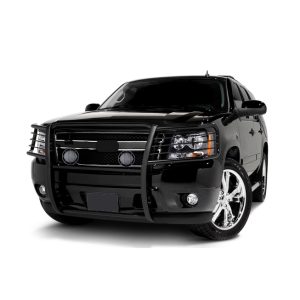 Black Horse Off Road Grille Guard, 3-Piece Modular, Powder Coated, Steel, 1-1/2 Inch Diameter, With Brush Guard, Without Skid Plate – 17A037400MA-PLFB