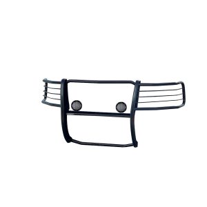 Black Horse Off Road Grille Guard, 3-Piece Modular, Powder Coated, Steel, 1-1/2 Inch Diameter, With Brush Guard, Without Skid Plate – 17A037400MA-PLFB