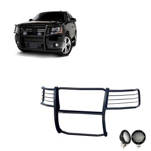 Black Horse Off Road Grille Guard, 3-Piece Modular, Powder Coated, Steel, 1-1/2 Inch Diameter, With Brush Guard, Without Skid Plate – 17A037400MA-PLFB