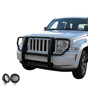 Black Horse Off Road Grille Guard, 3-Piece Modular, Powder Coated, Steel, 1-Piece, 1-1/2 Inch Diameter, With Brush Guard – 17A086400A-PLFB