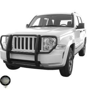 Black Horse Off Road Grille Guard, 3-Piece Modular, Powder Coated, Steel, 1-Piece, 1-1/2 Inch Diameter, With Brush Guard – 17A086400A-PLFB