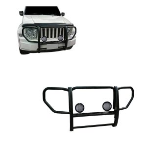 Black Horse Off Road Grille Guard, 3-Piece Modular, Powder Coated, Steel, 1-Piece, 1-1/2 Inch Diameter, With Brush Guard – 17A086400A-PLFB