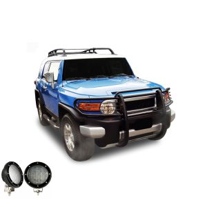Black Horse Off Road Grille Guard, 3-Piece Modular, Powder Coated, Steel, 1-1/2 Inch Diameter, With Brush Guard, Without Skid Plate – 17A098600MA-PLFB