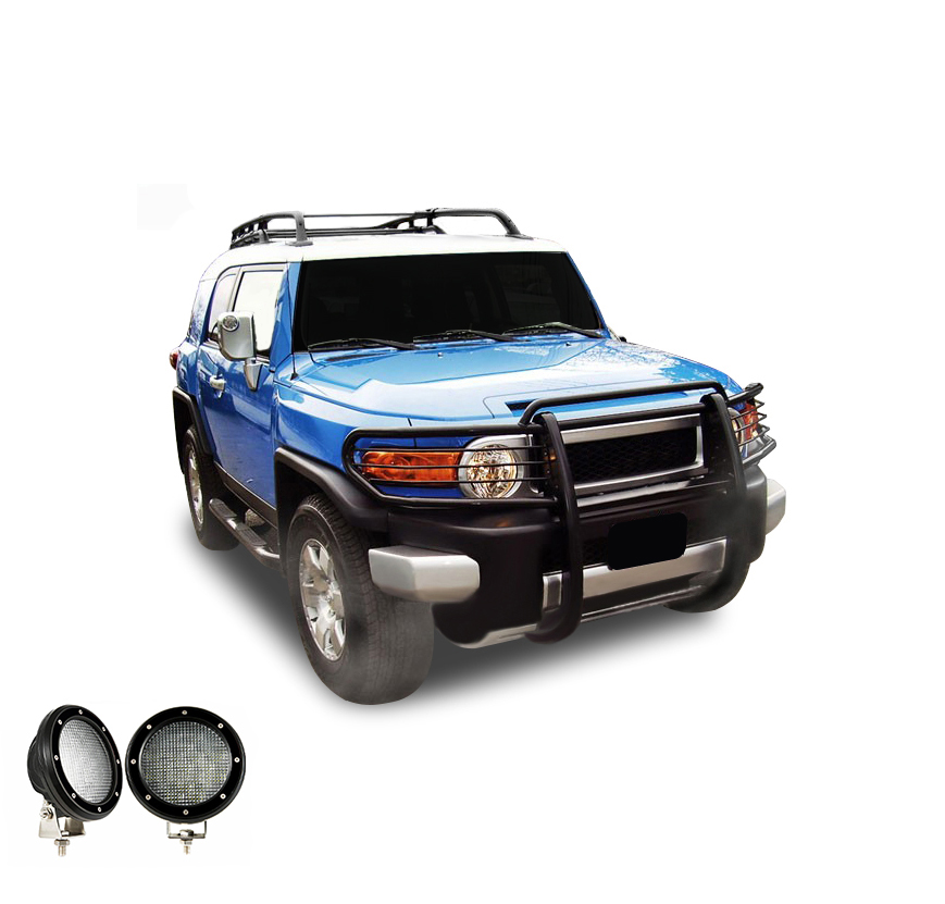 Black Horse Off Road Grille Guard, 3-Piece Modular, Powder Coated, Steel, 1-1/2 Inch Diameter, With Brush Guard, Without Skid Plate – 17A098600MA-PLFB