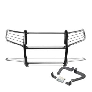 Black Horse Off Road Grille Guard, 3-Piece Modular, Polished, Stainless Steel, 1-1/2 Inch Diameter, With Brush Guard – 17A110200MSS