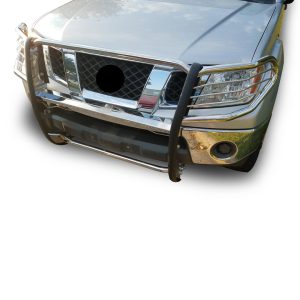 Black Horse Off Road Grille Guard, 3-Piece Modular, Polished, Stainless Steel, 1-1/2 Inch Diameter, With Brush Guard – 17A110200MSS