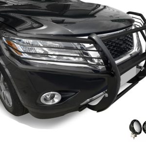 Black Horse Off Road Grille Guard, 3-Piece Modular, Powder Coated, Steel, 1-1/2 Inch Diameter, With Brush Guard, Without Skid Plate – 17A110403MA-PLFB