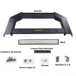Black Horse Off Road Bull Bar, Armour, Flat Rugged Style, Powder Coated, Matte Black, Steel, Without Skid Plate, Without Light Bar – AB-F06-NL
