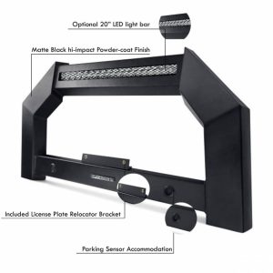 Black Horse Off Road Bull Bar, Armour, Flat Rugged Style, Powder Coated, Matte Black, Steel, Without Skid Plate – AB-F07